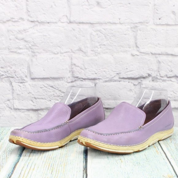 Sebago Dover Purple Leather Slip On Moccasins Shoes Size 8.5 Medium - Picture 2 of 8